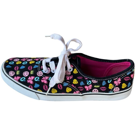 US Sports Emoji Theme Canvas Lace-up Sneakers Women's Size 8 - Picture 3 of 16